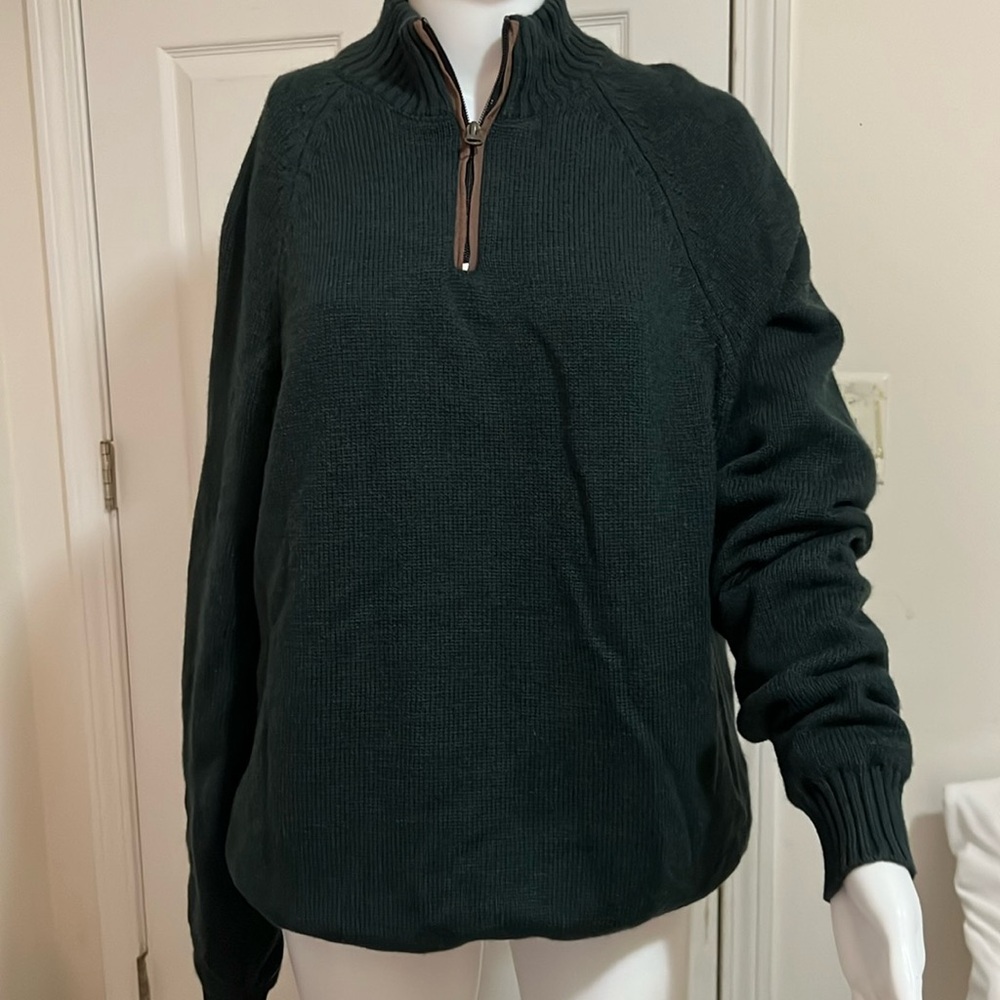 Beretta Green Wool W/ Polyester Lining 1/4 Zip Sweater Jacket.